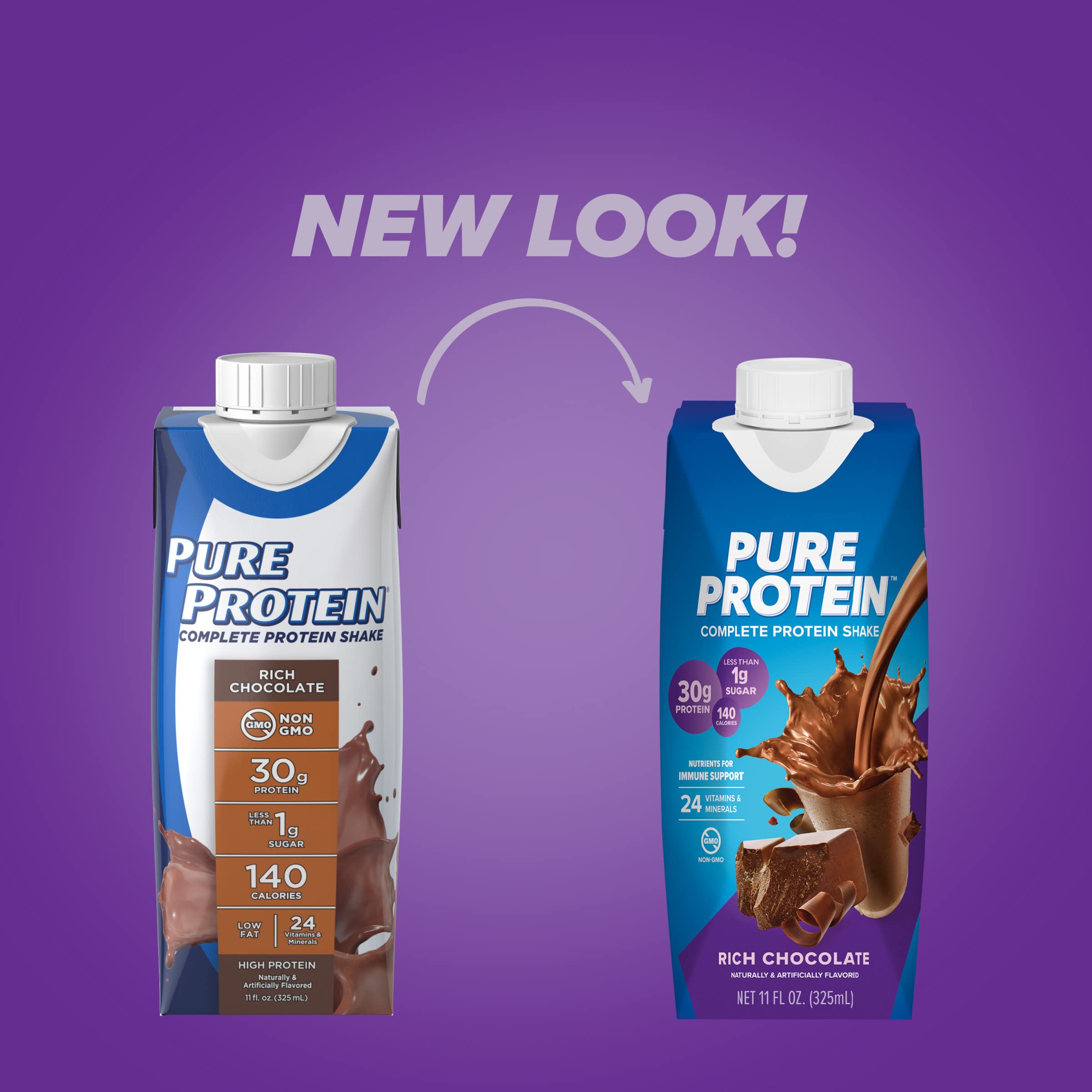 Pure Protein primer plano de textura cremosa del batido destacando sabor y consistencia