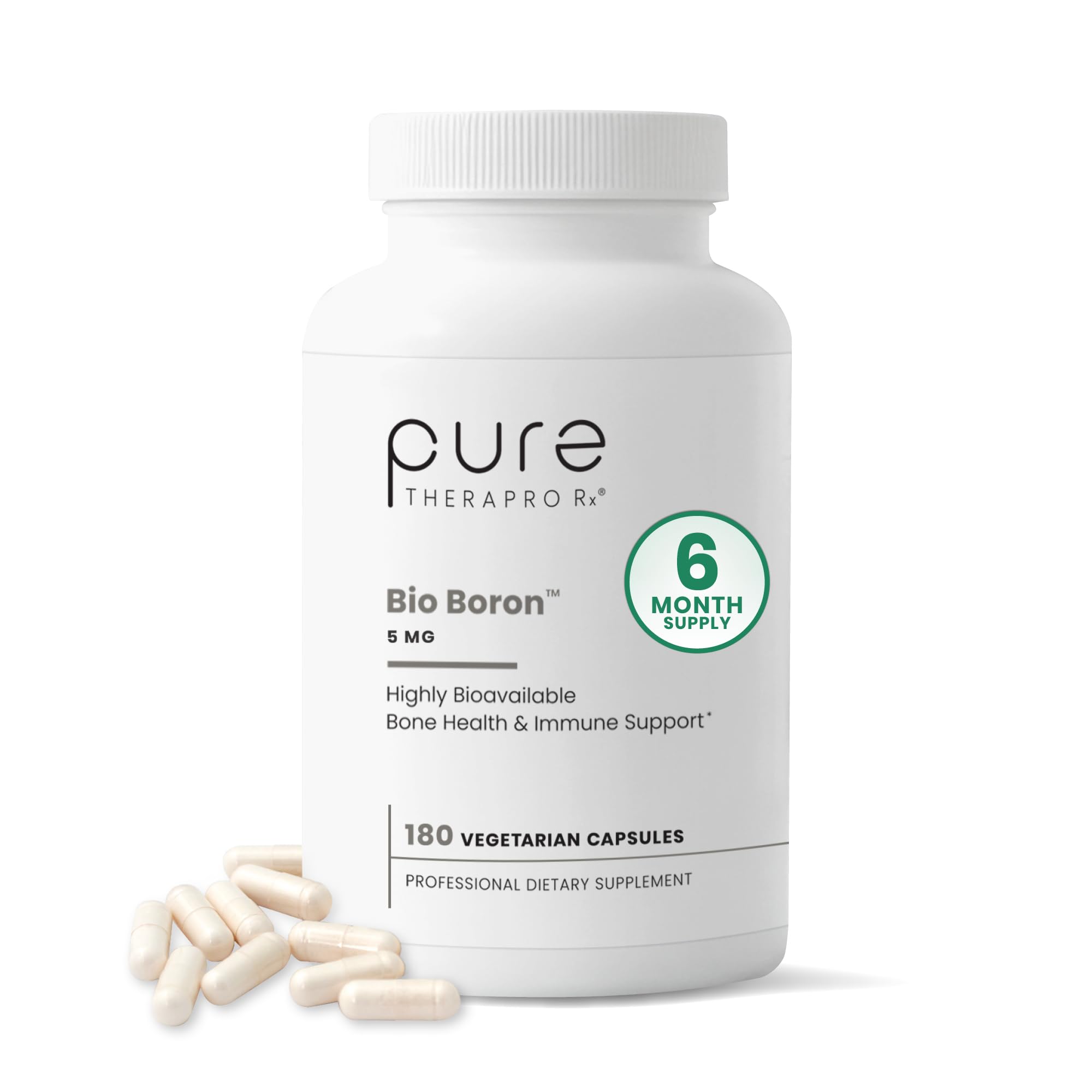 Pure Therapro Rx envase frontal mostrando Bio Boron y beneficio de soporte mineral