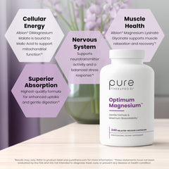 Ingredientes clave magnesio malato y lisinato glicinato, Pure Therapro Rx energía.
