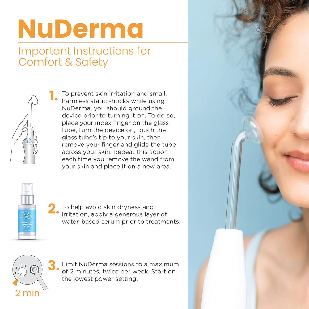 Pure Daily Care NuDerma comb wand used on scalp promoting circulation and hair-root stimulation