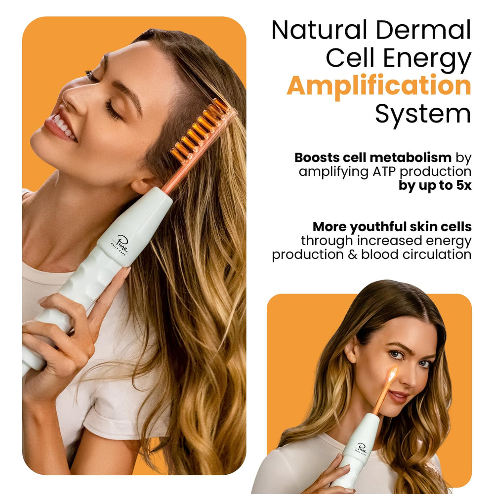Pure Daily Care NuDerma tongue wand contour shot showing flexible shape for curved areas
