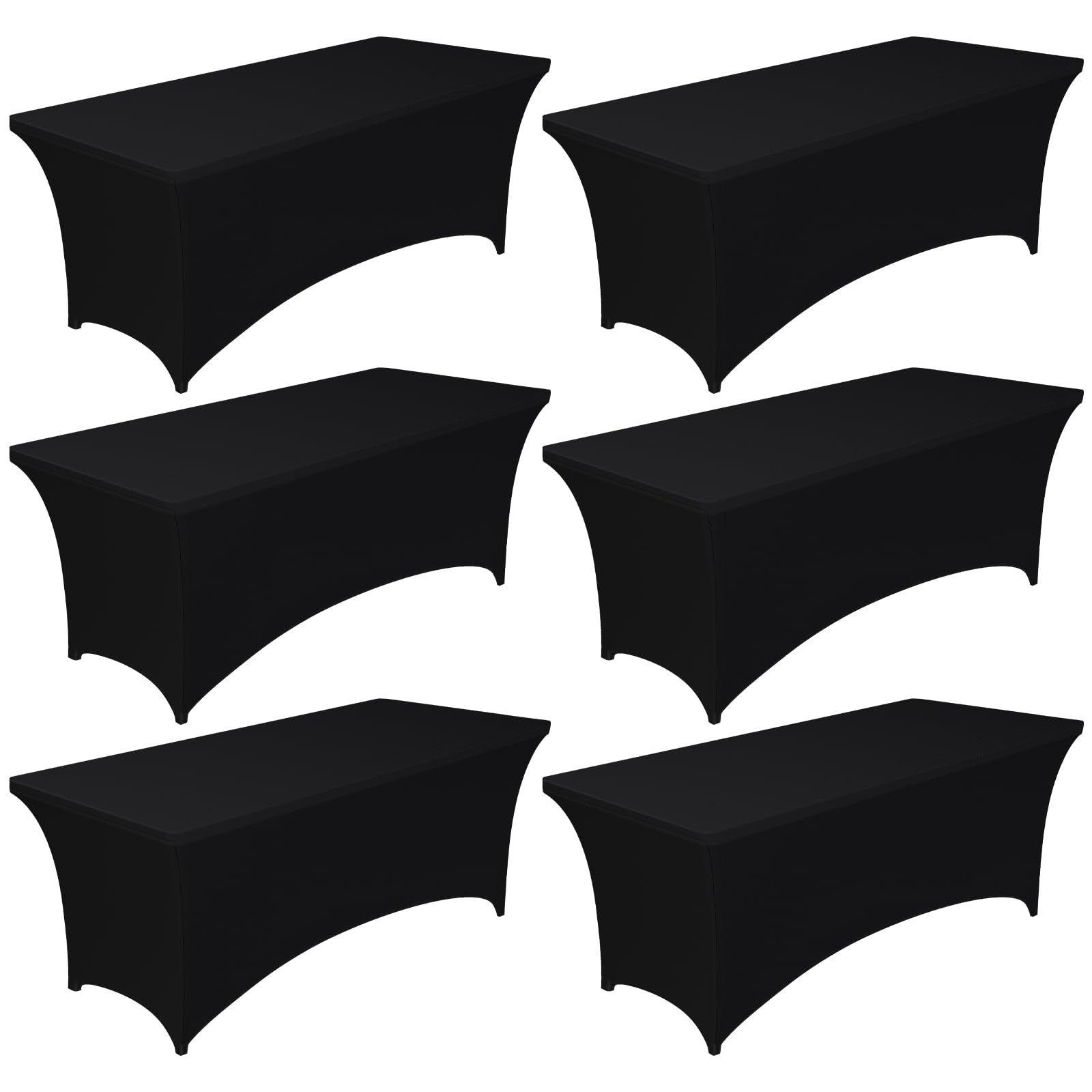 Pureegg front packaging showing six black fitted tablecloths and saving benefit