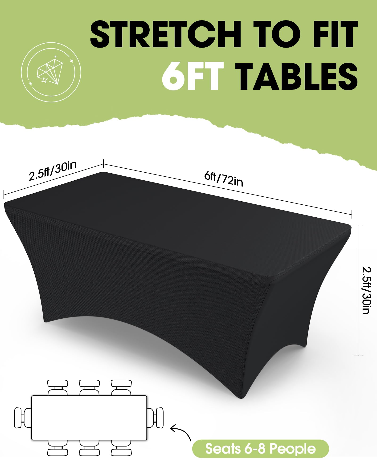 Pureegg installed on 6ft rectangle table demonstrating secure, polished fit
