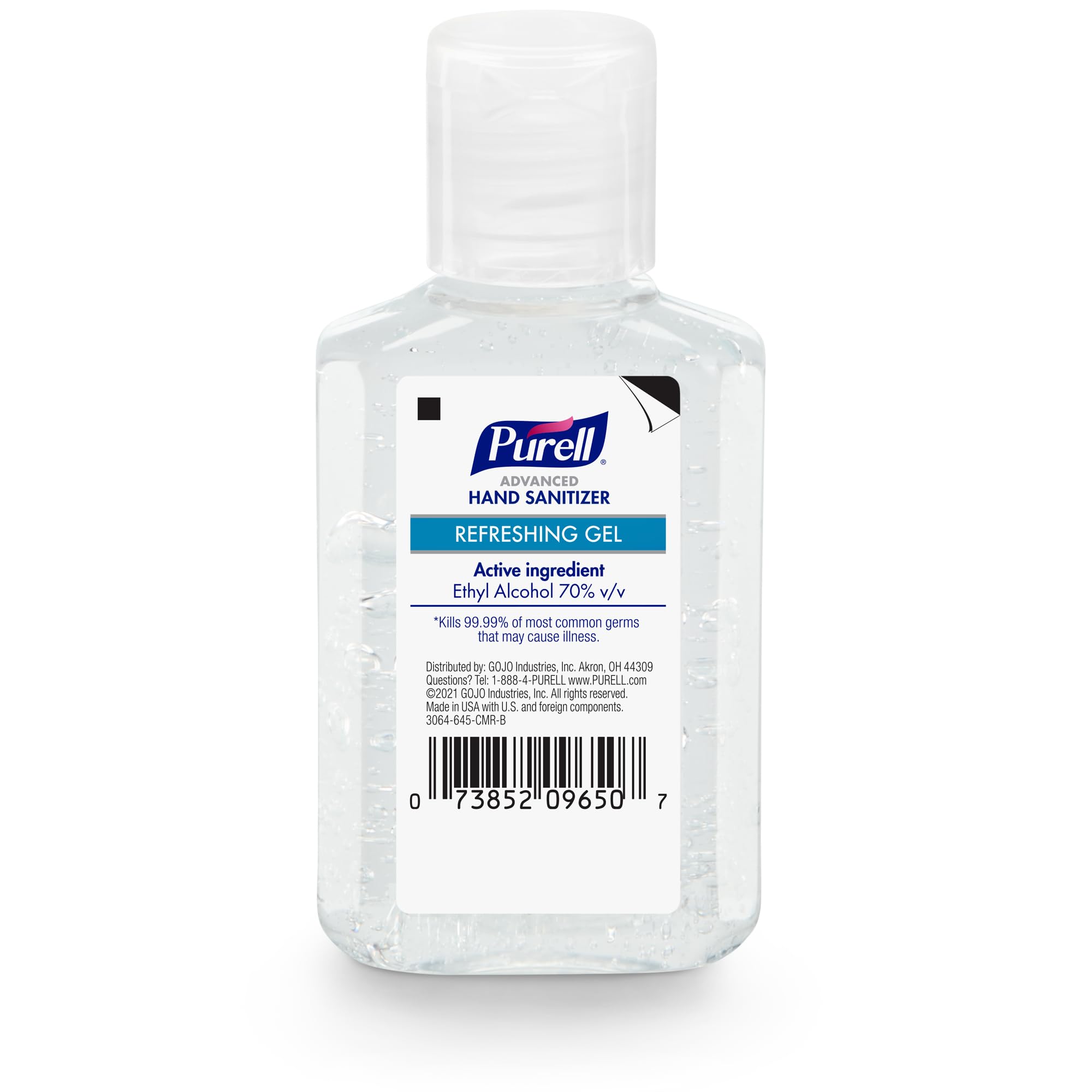 Purell textura del gel en primer plano que muestra humectación visible