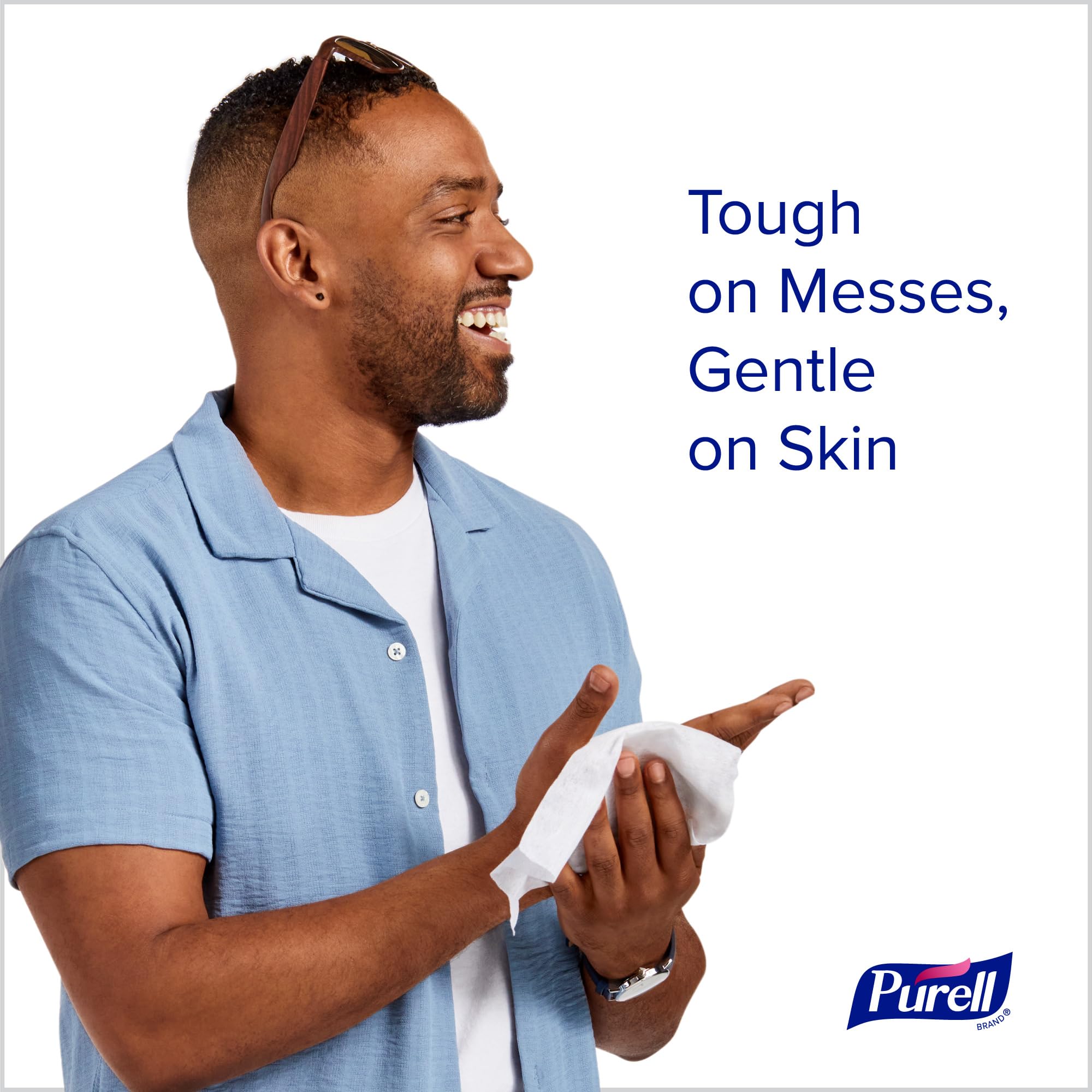 Purell detalle de textura de la toallita, resistente y suave al tacto