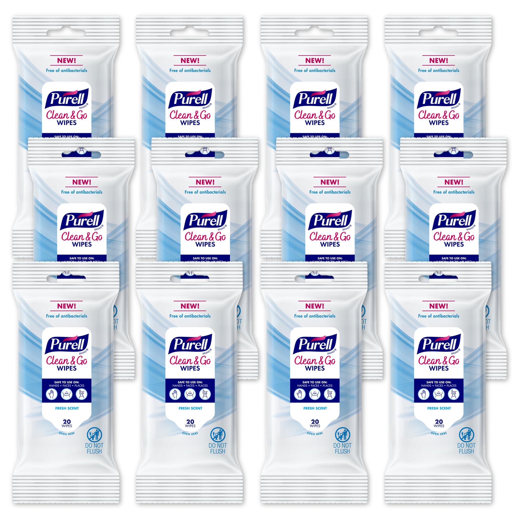 Purell paquete frontal Clean & Go ideal para llevar, limpieza rápida