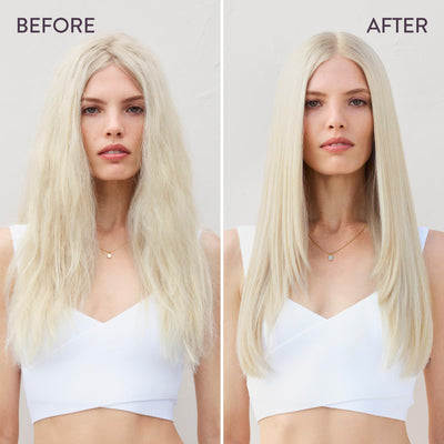 Pureology en uso bajo la ducha con cabello mojado, beneficio: produce espuma concentrada