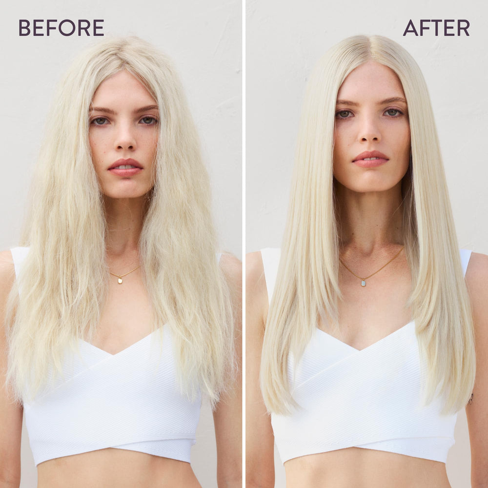 Pureology en uso bajo la ducha con cabello mojado, beneficio: produce espuma concentrada