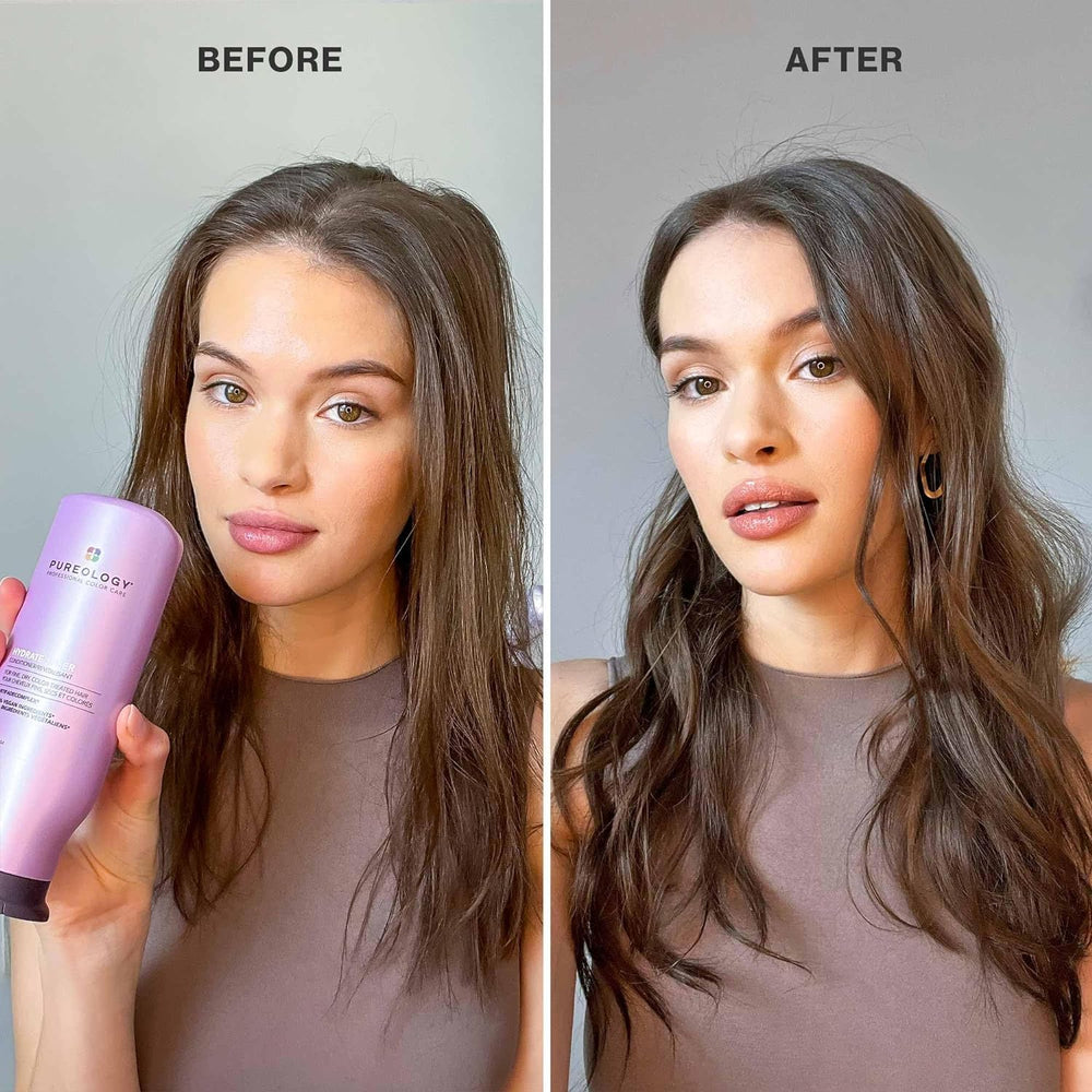 Pureology envase junto a objeto para comparar tamaño conveniente