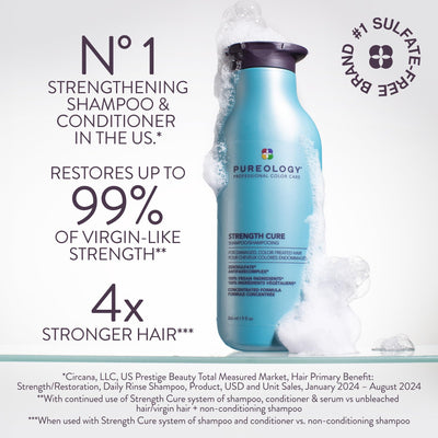 Pureology textura de espuma cremosa que limpia sin resecar, beneficio: limpieza suave
