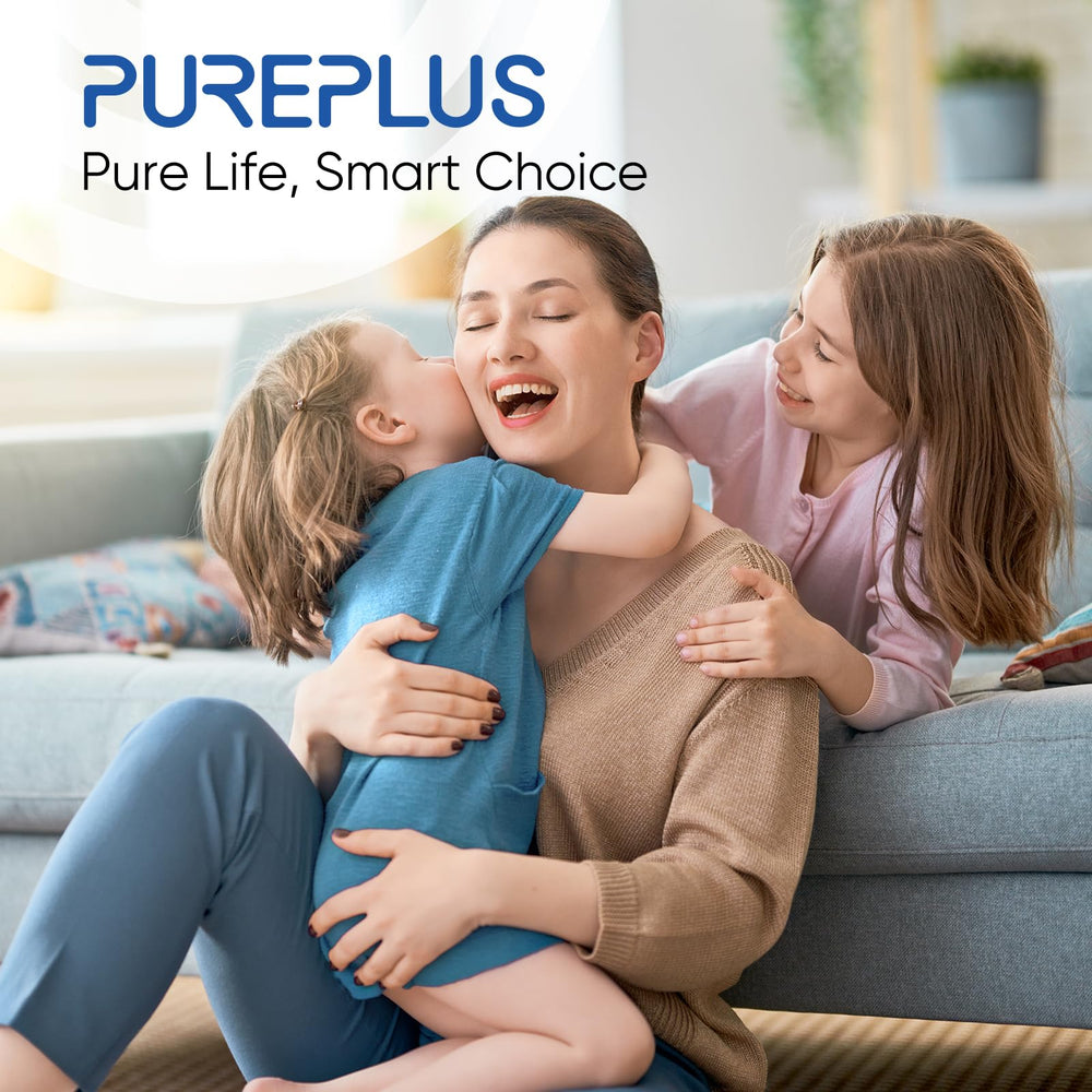 PUREPLUS uso en grifo de cocina ilustrando agua más clara y protección de equipos