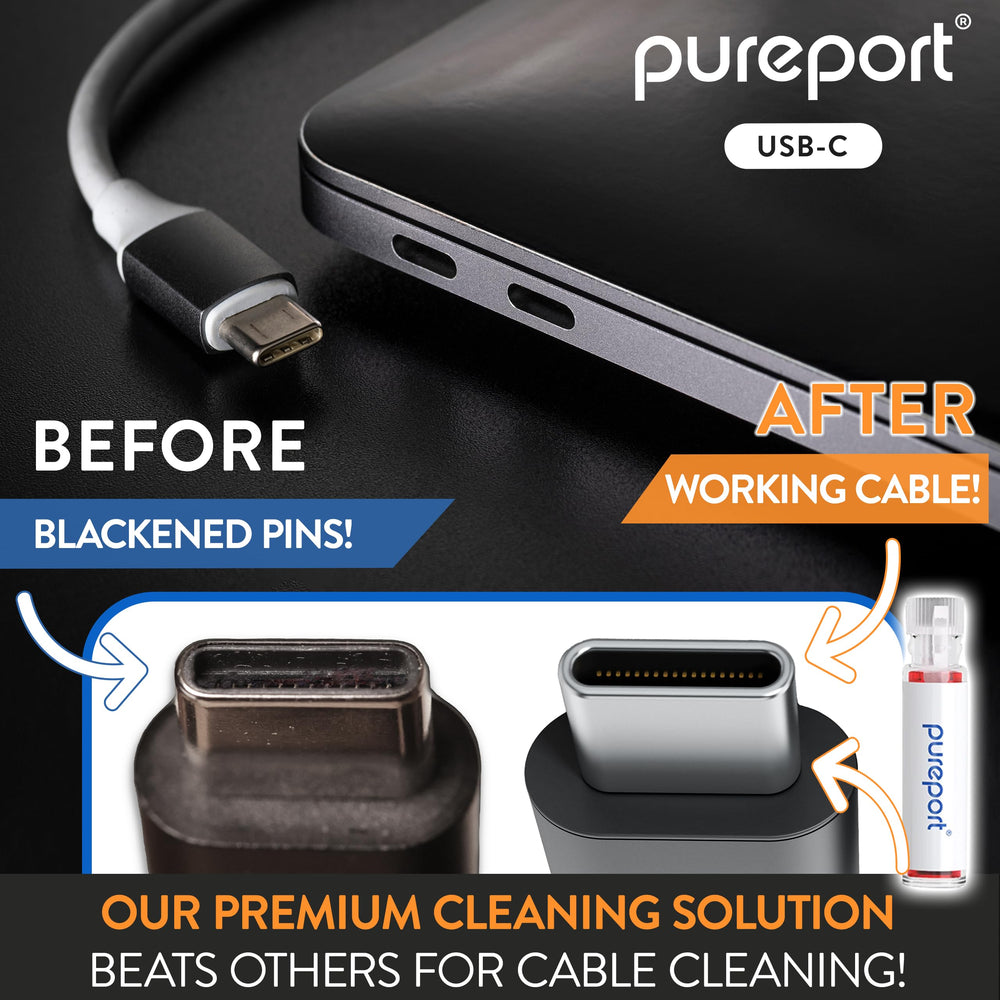 pureport uso de la solución en conector USB-C para restaurar contacto