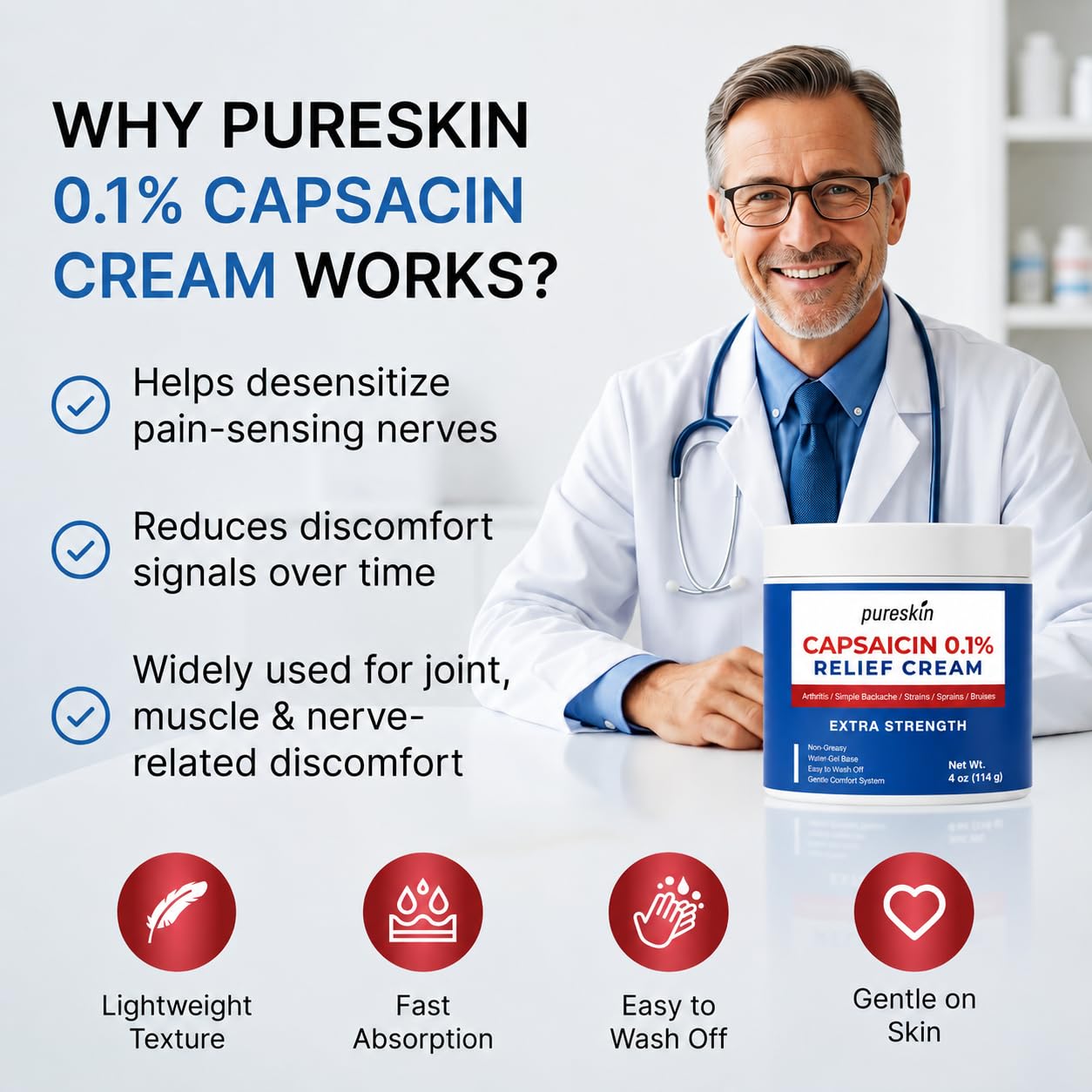 PURESKIN etiqueta con lista de ingredientes visible y beneficios calmantes