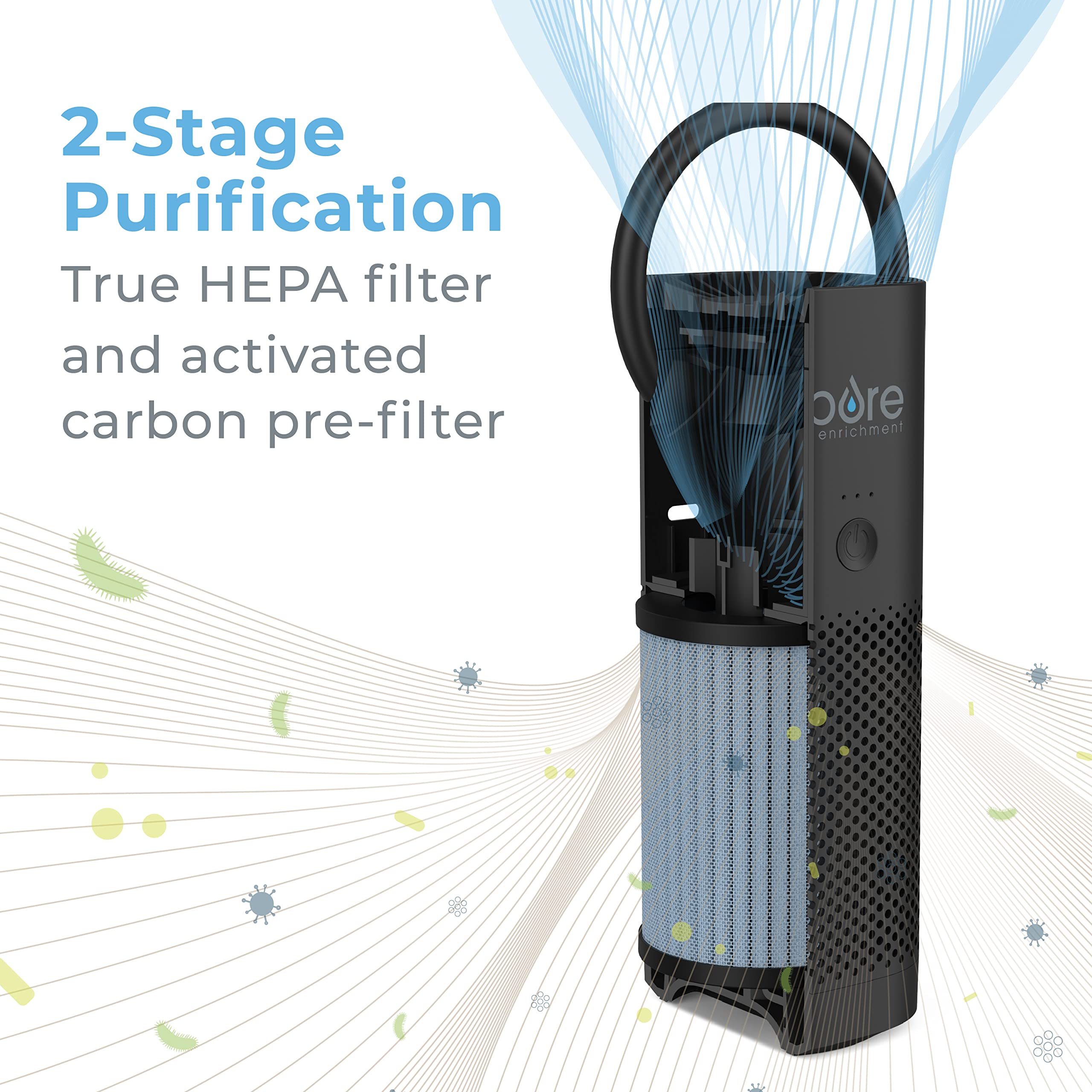Pure Enrichment PureZone Mini en mano demostrando su ligereza y portabilidad