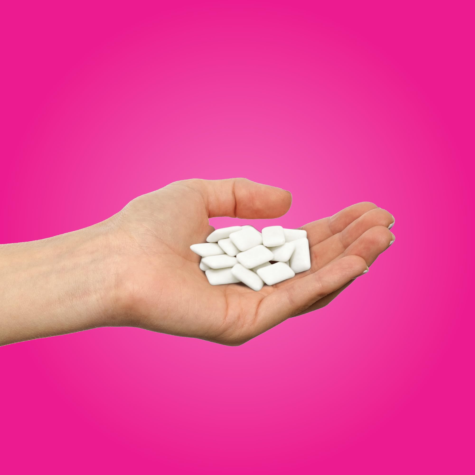 PUR Gum bolsa resellable abierta mostrando chicles, mantiene frescura