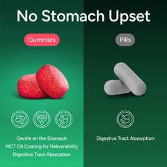 Purify Life gomitas en mano para apreciar tamaño y facilidad de consumo