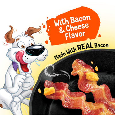 Purina Beggin' detalle de una tira, evidencia sabor a bacon y queso