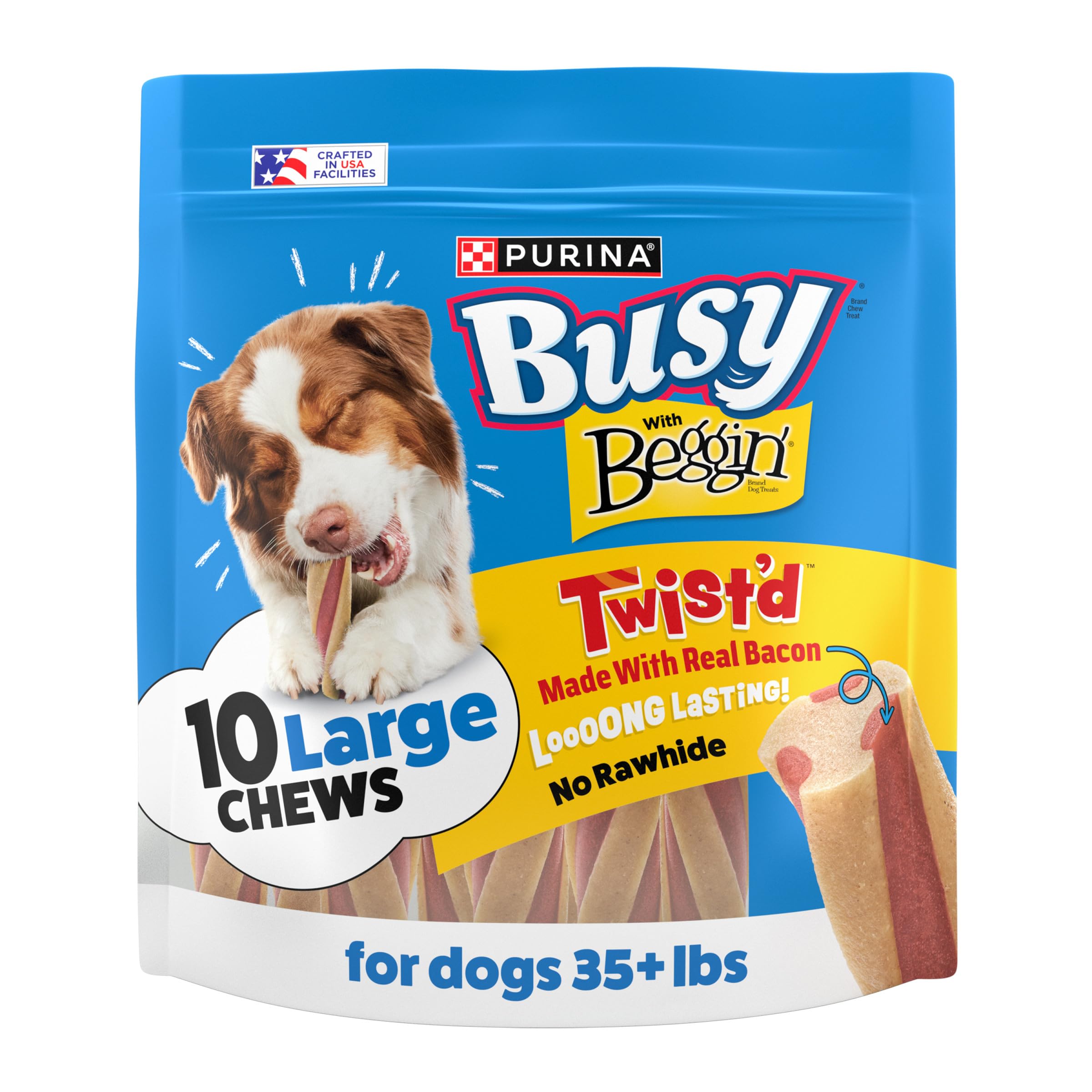 Purina Busy con Beggin frente del paquete mostrando 10 unidades y visibilidad del producto