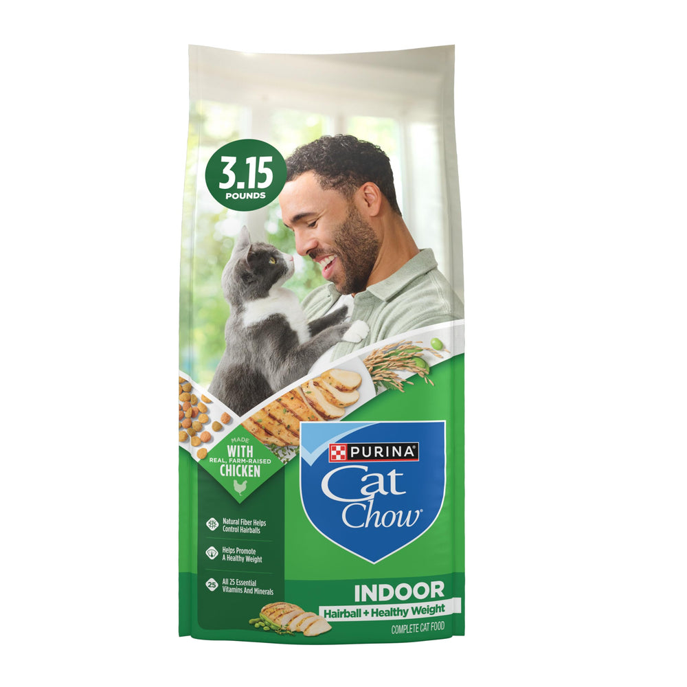 Purina Cat Chow front packaging showing product name and benefits