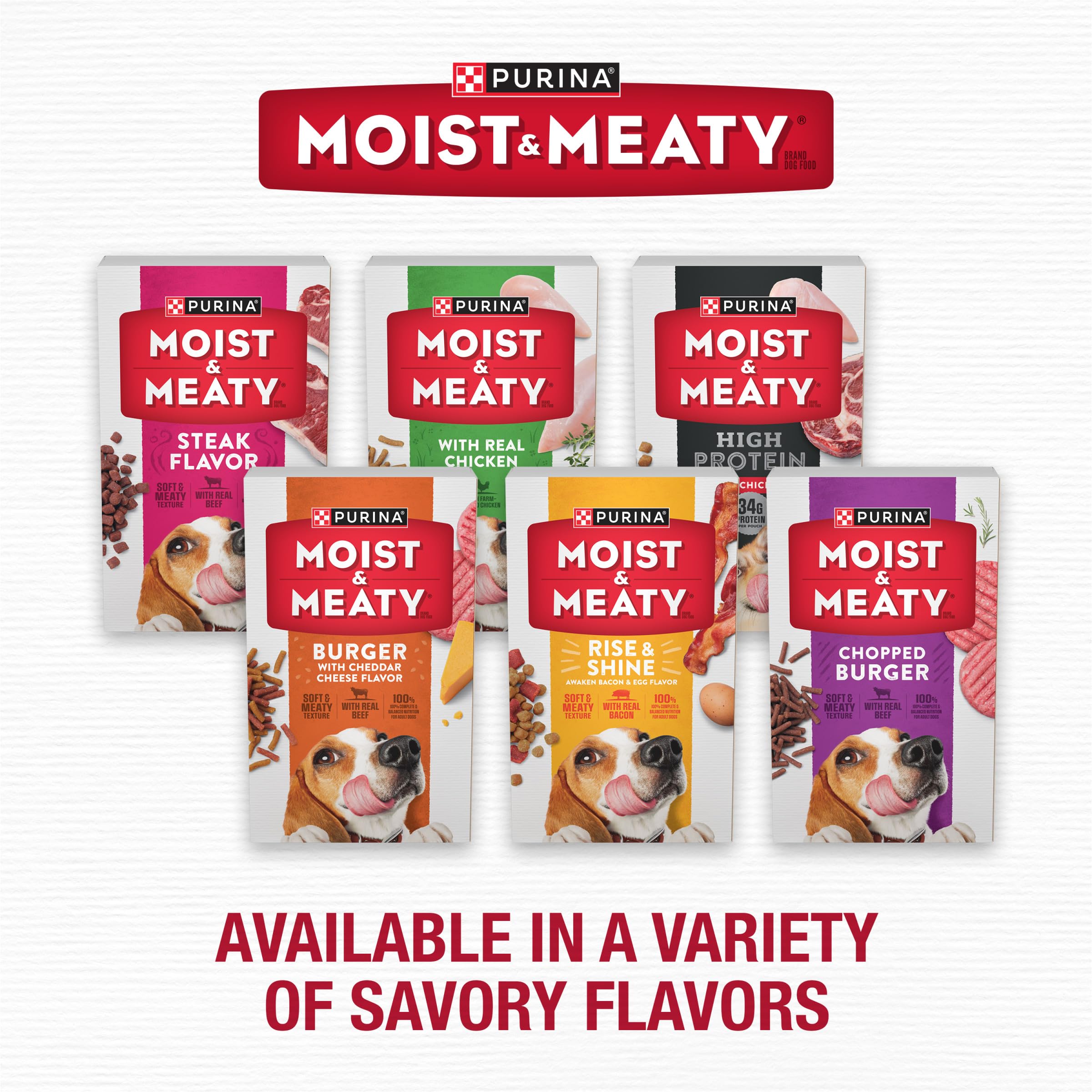 Purina Moist & Meaty comparación de tamaño con mano para escala
