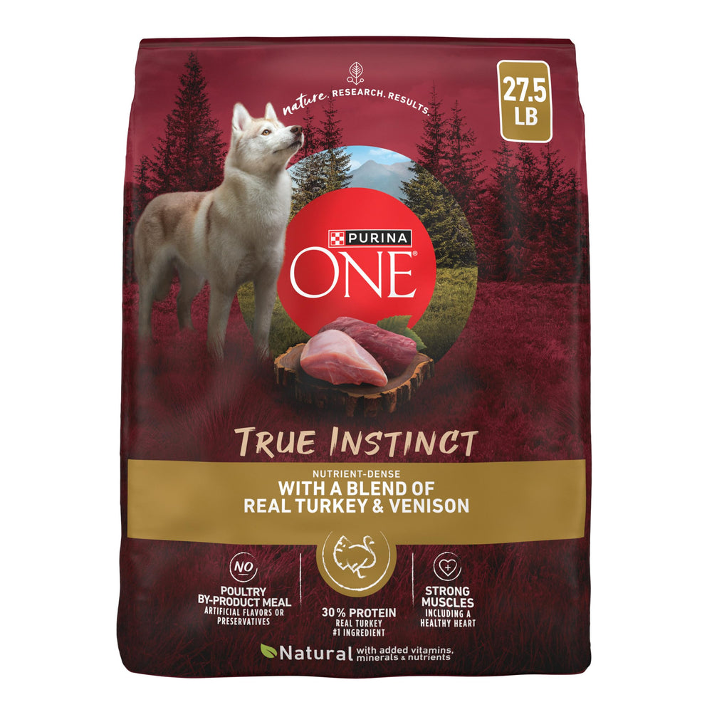 Purina ONE bolsa frontal pavo y venado mostrando presentación 27.5 lb