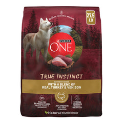 Purina ONE bolsa frontal pavo y venado mostrando presentación 27.5 lb