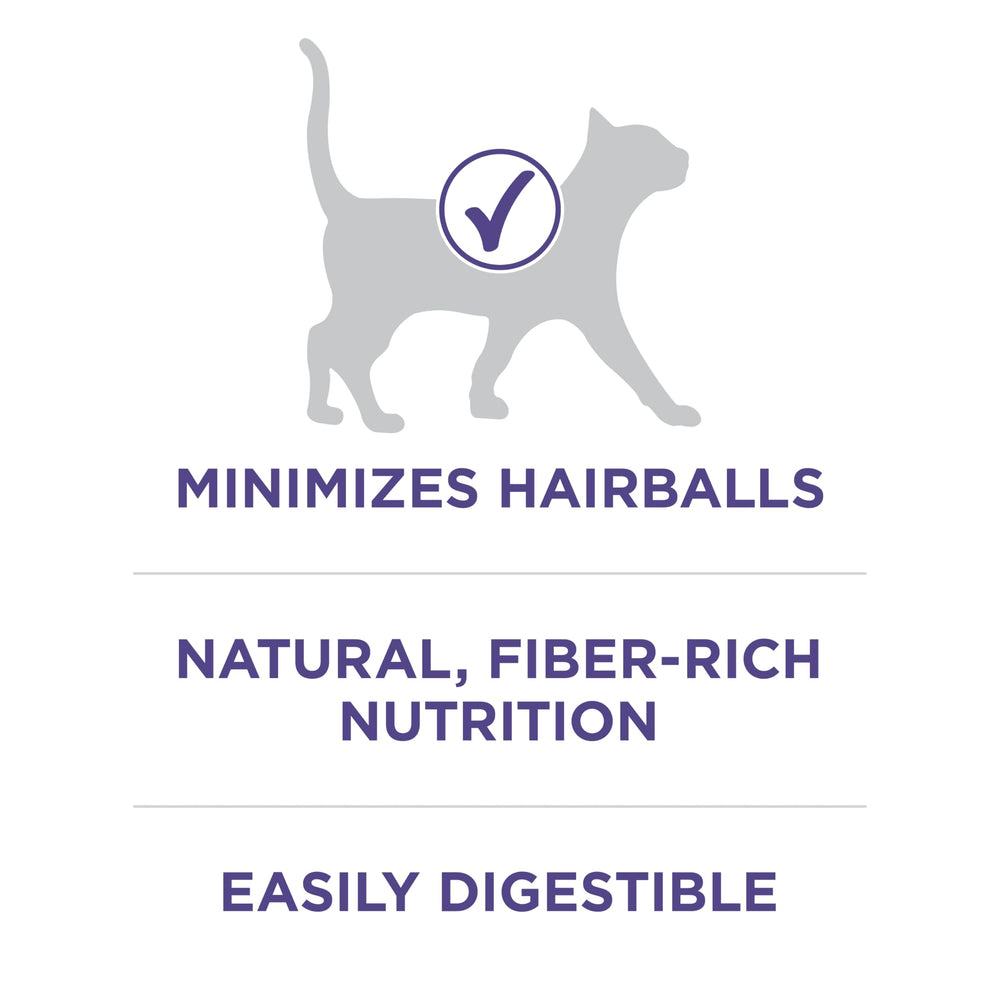 Purina ONE primer plano de ingredientes con pollo real y fibra natural para digestión