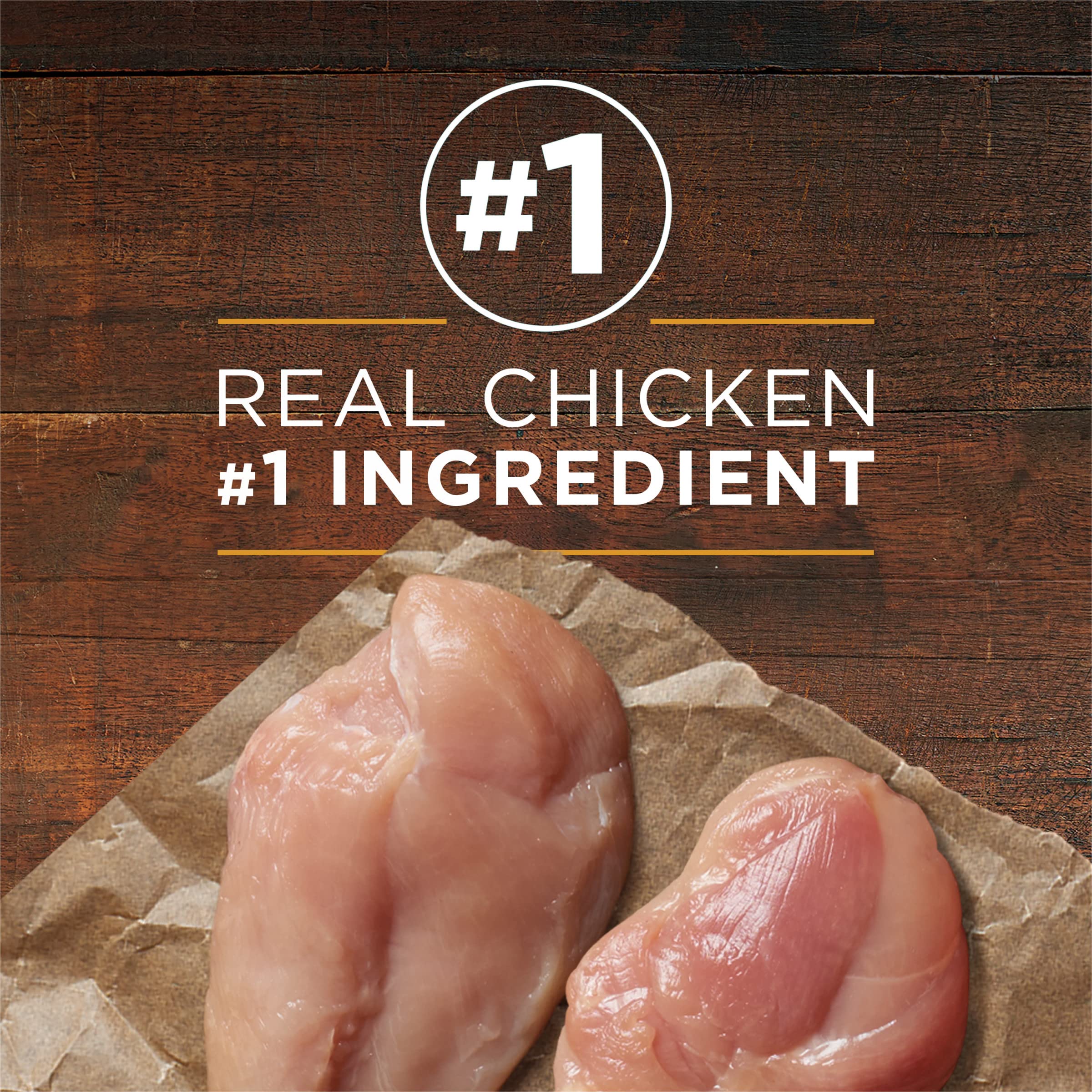 Purina ONE ingredientes: pollo real, arroz integral y avena visibles