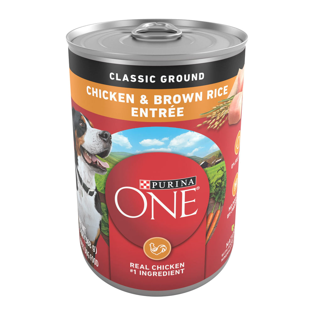 Purina ONE lata frontal mostrando etiqueta y beneficios visibles