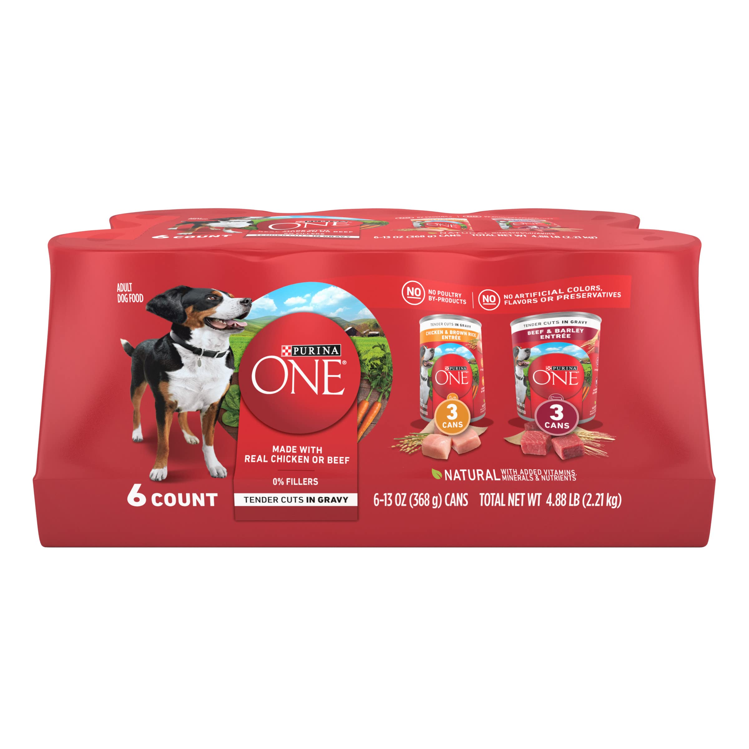 Purina ONE pack variado frontal mostrando latas y marcas, atractivo para la compra