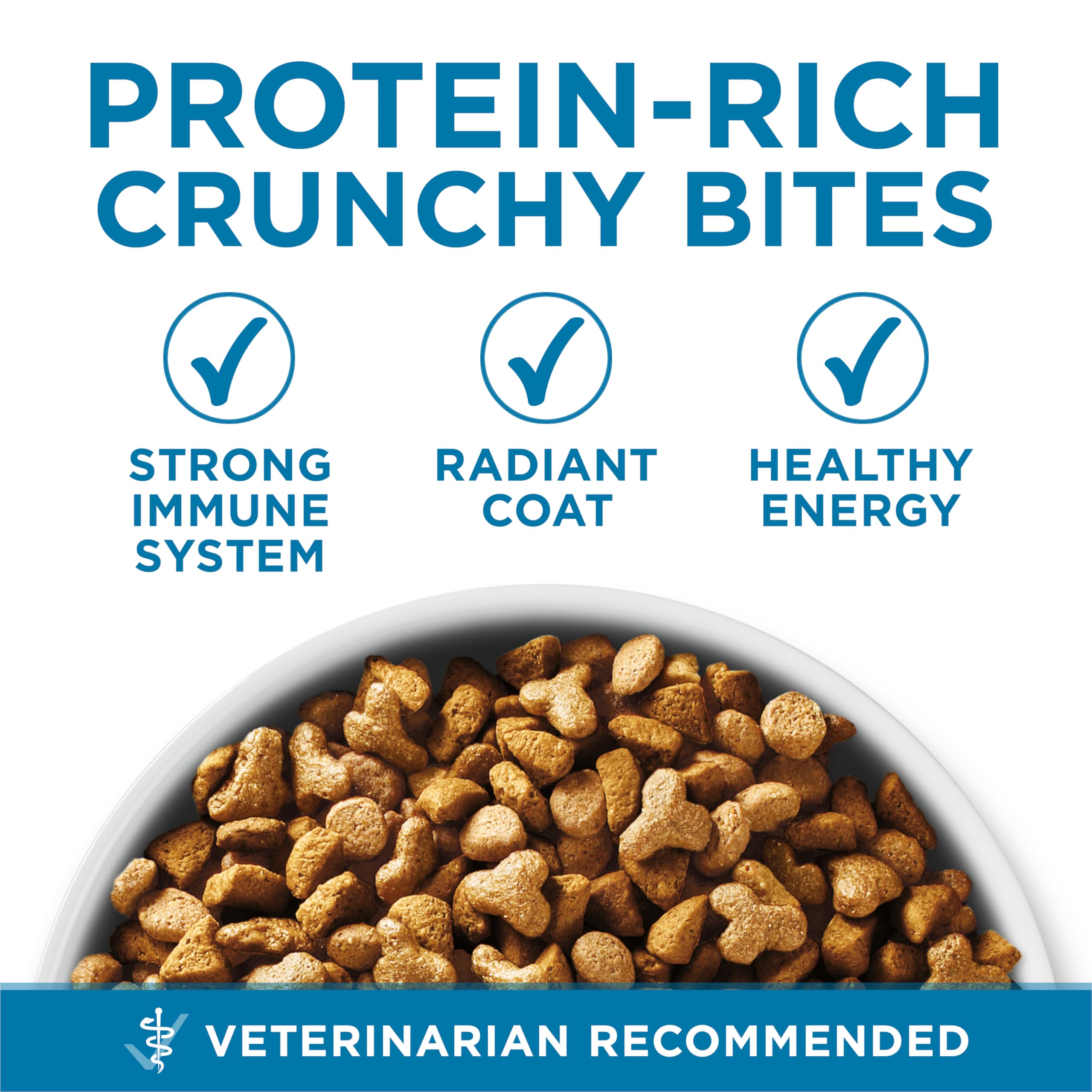 Purina ONE porción en taza que ilustra la cantidad de proteína por taza