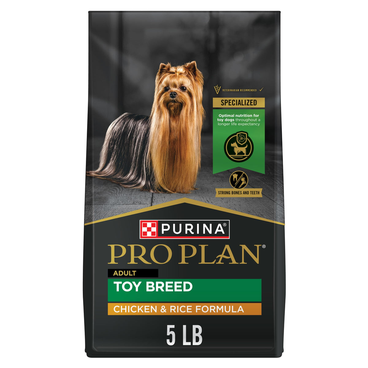 Purina Pro Plan bolsa al frente mostrando presentación 5 lb y beneficio práctico