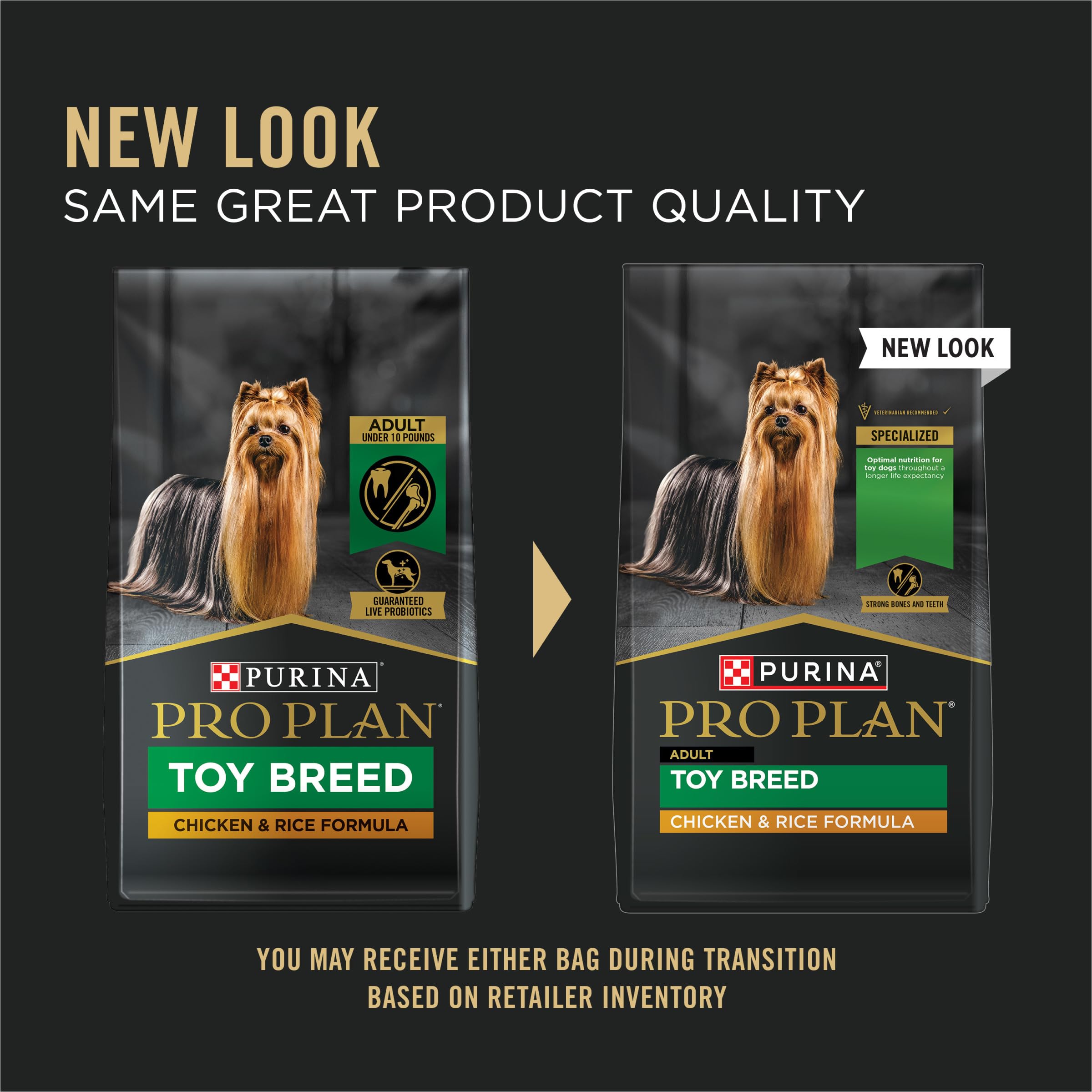 Purina Pro Plan croqueta en primer plano, detalle de tamaño fácil de masticar