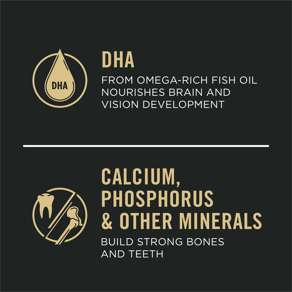 Purina Pro Plan etiqueta de ingredientes cercana destacando salmón como primer ingrediente