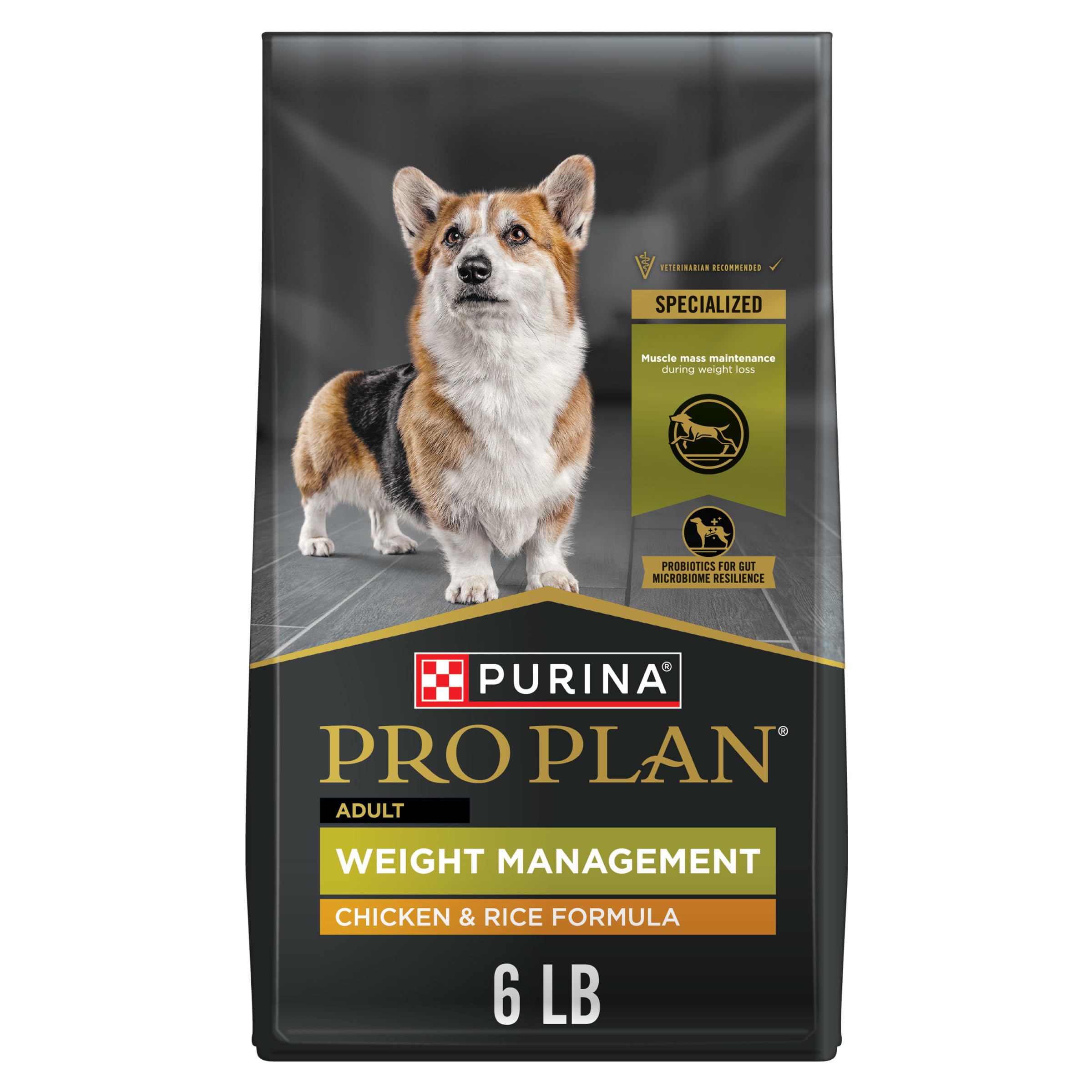 Purina Pro Plan frente del empaque mostrando fórmula para control de peso