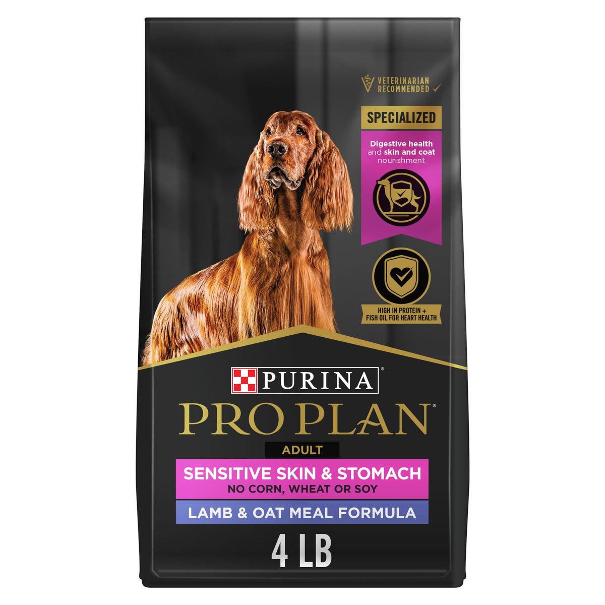 Purina Pro Plan front of bag showing brand and lamb formula benefits
