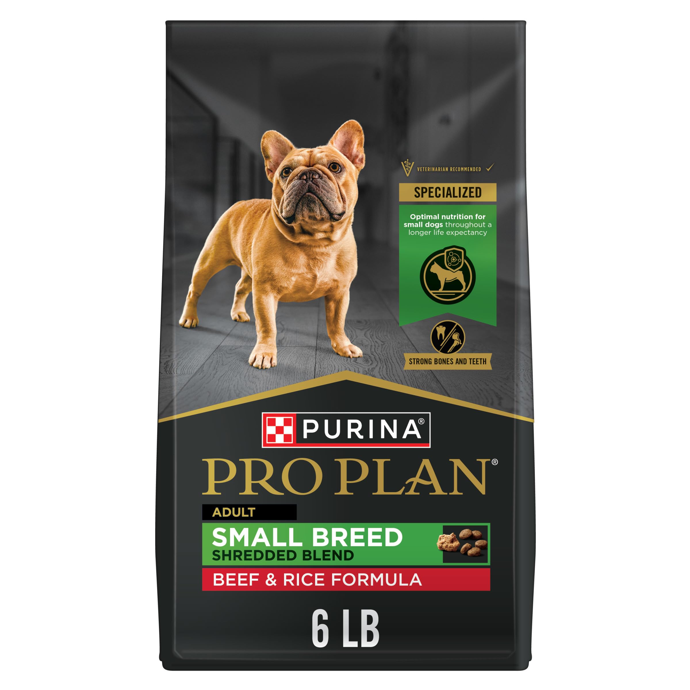 Purina Pro Plan front packaging showing 6 lb bag and benefits
