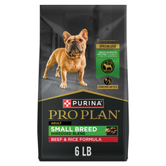 Purina Pro Plan front packaging showing 6 lb bag and benefits