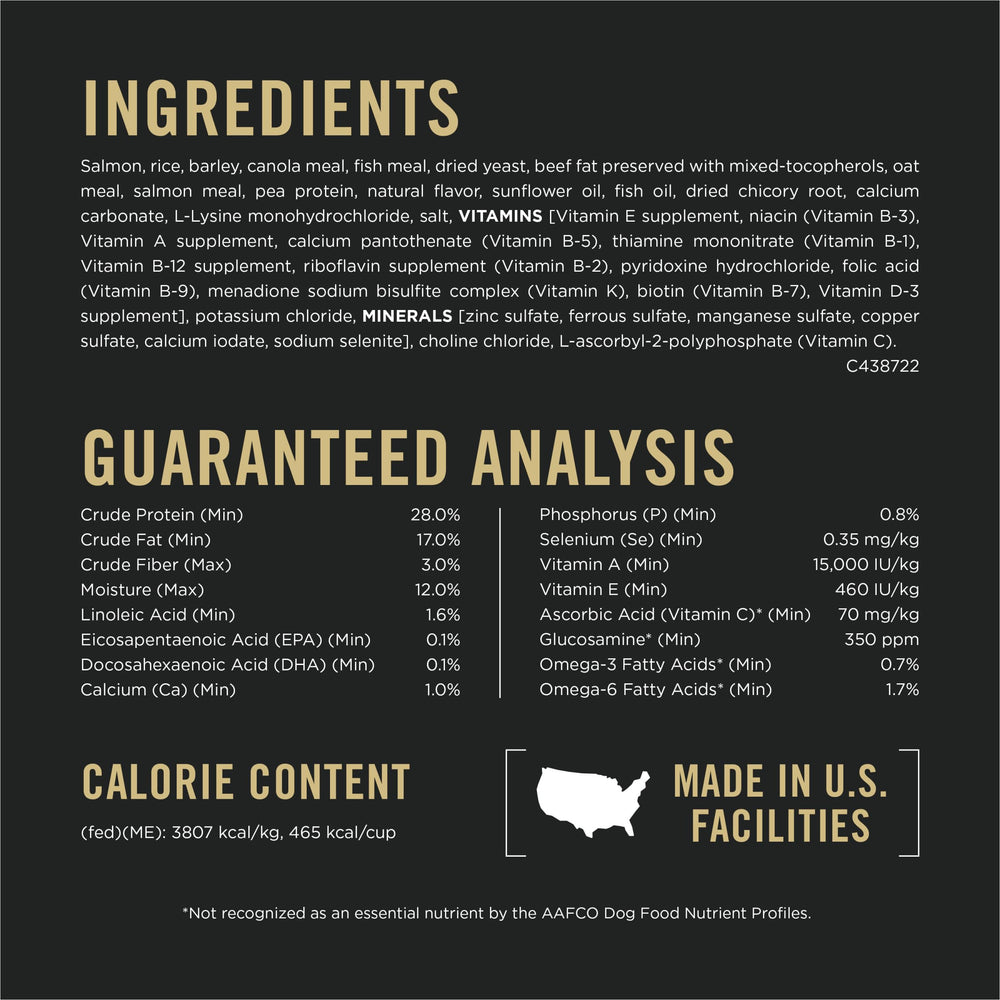 Purina Pro Plan kibble beside a teaspoon showing small-breed size advantage