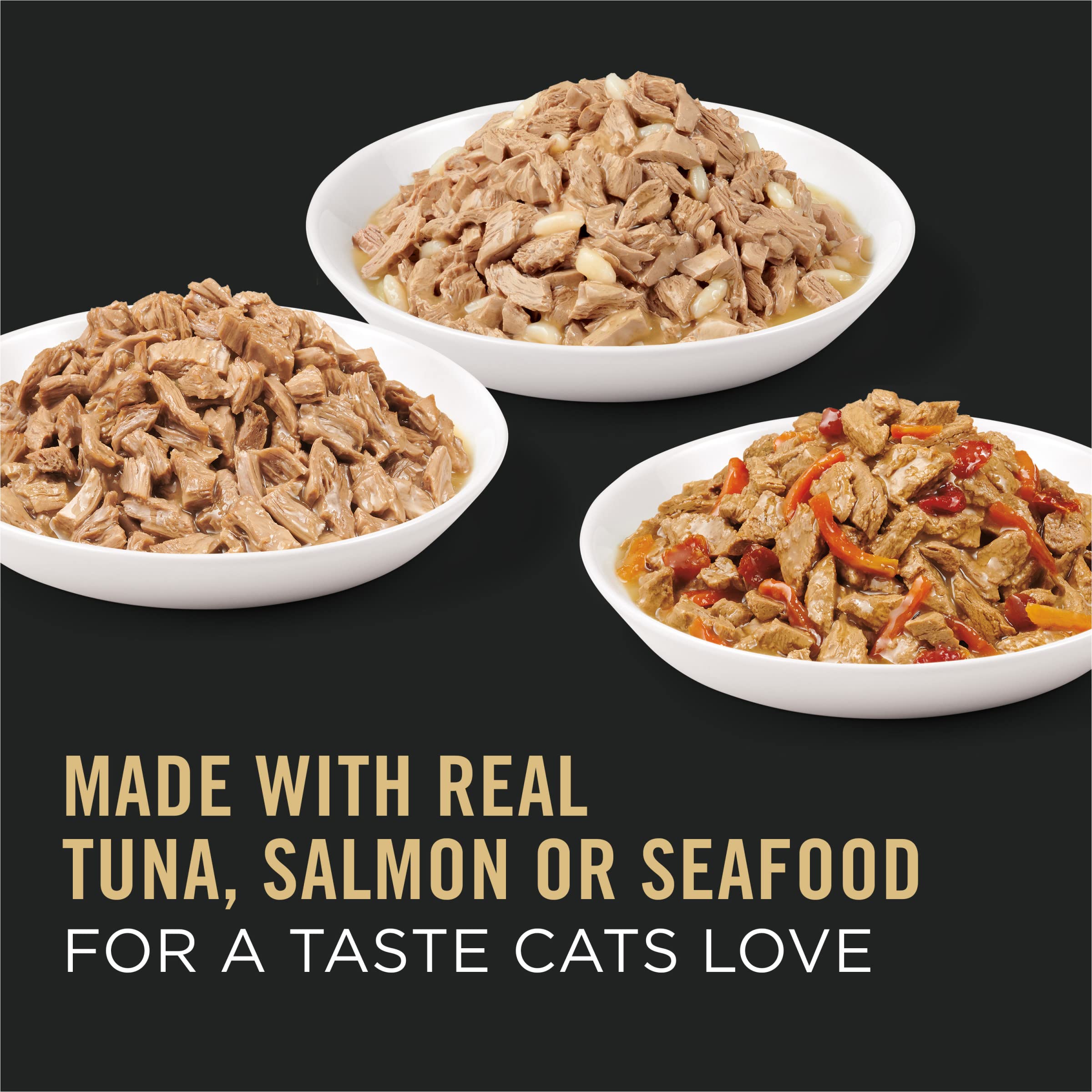 Purina Pro Plan open salmon can in gravy, illustrating real seafood and moist texture benefit
