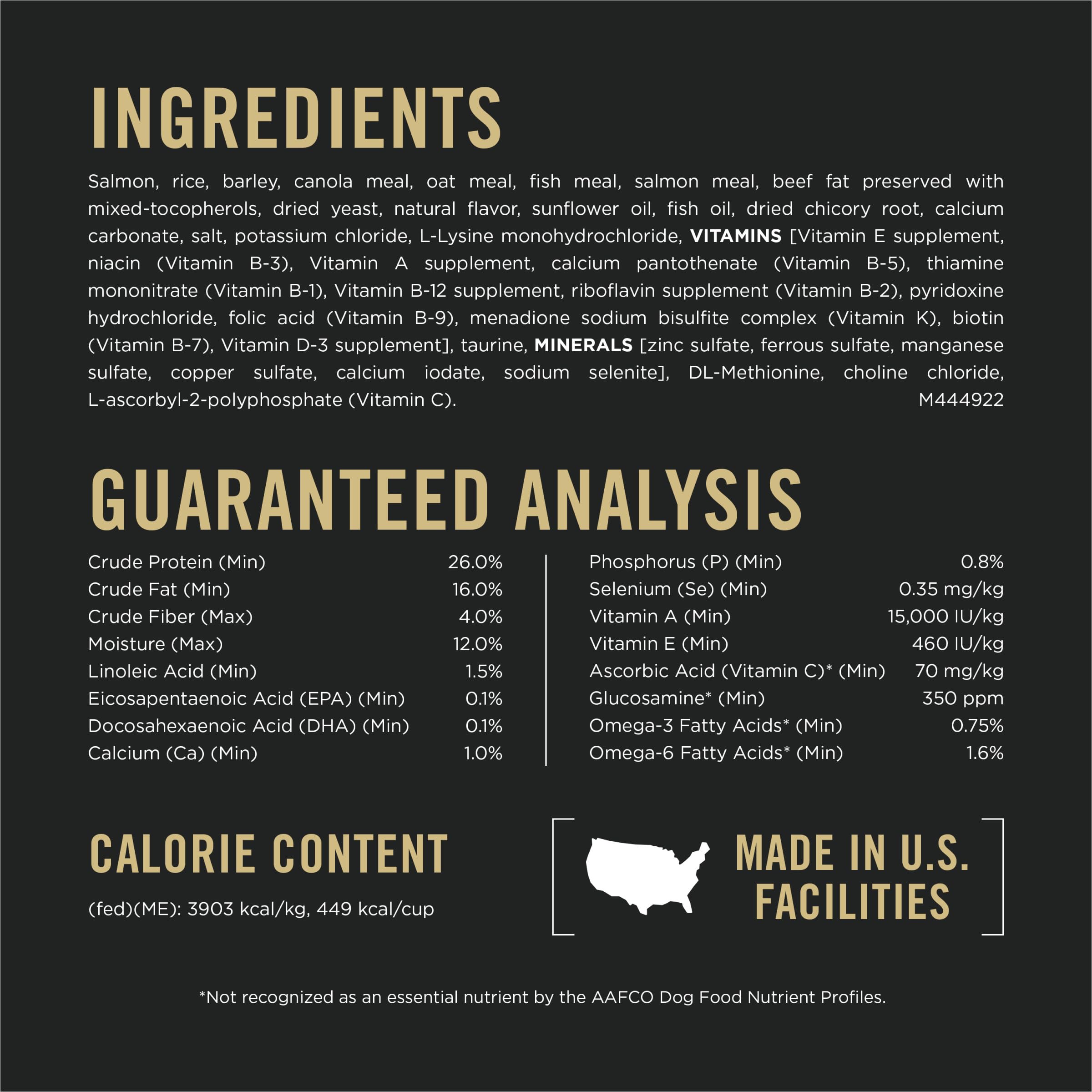 Purina Pro Plan etiqueta nutricional legible con componentes y análisis garantizado
