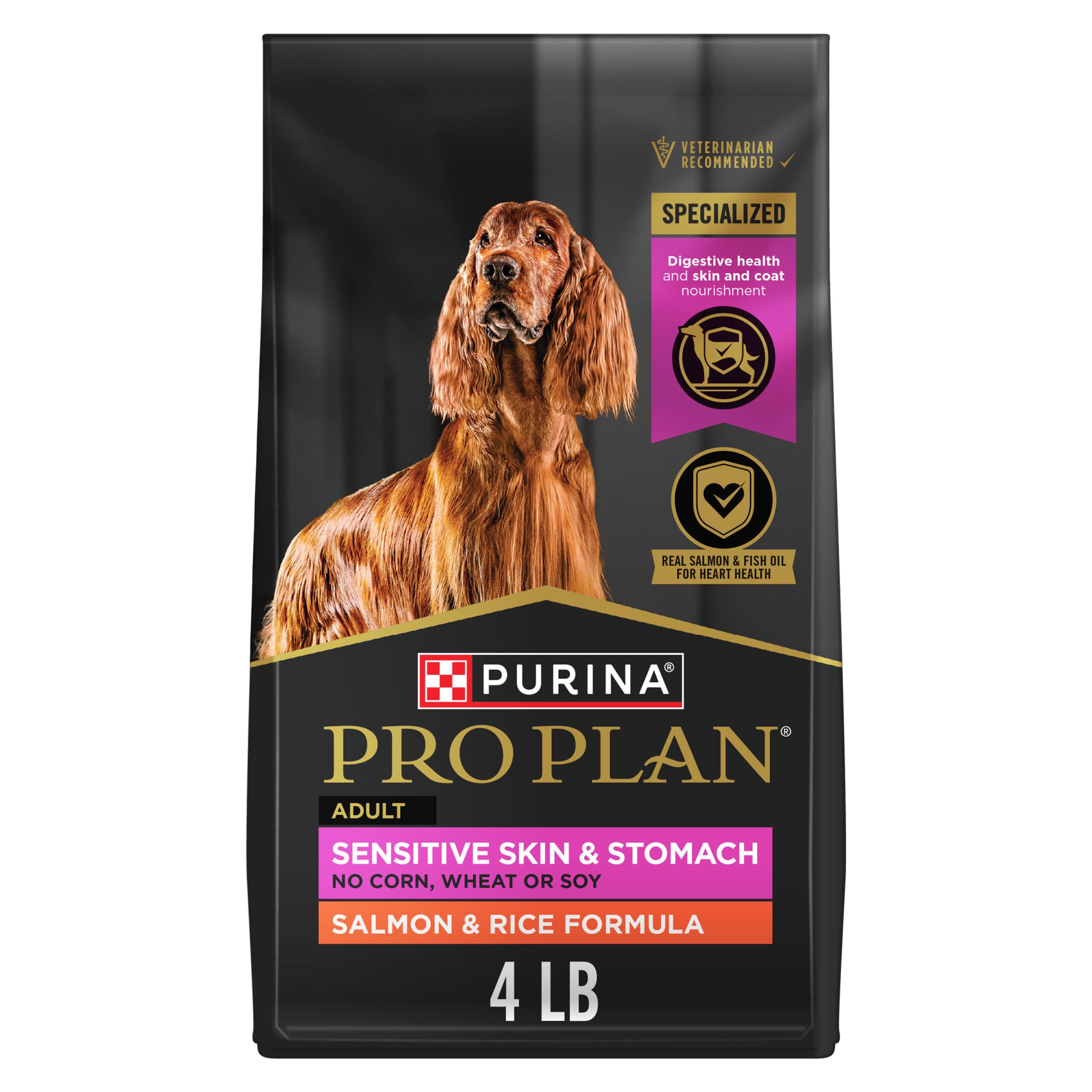 Purina Pro Plan frente de la bolsa mostrando fórmula salmón y beneficios claros