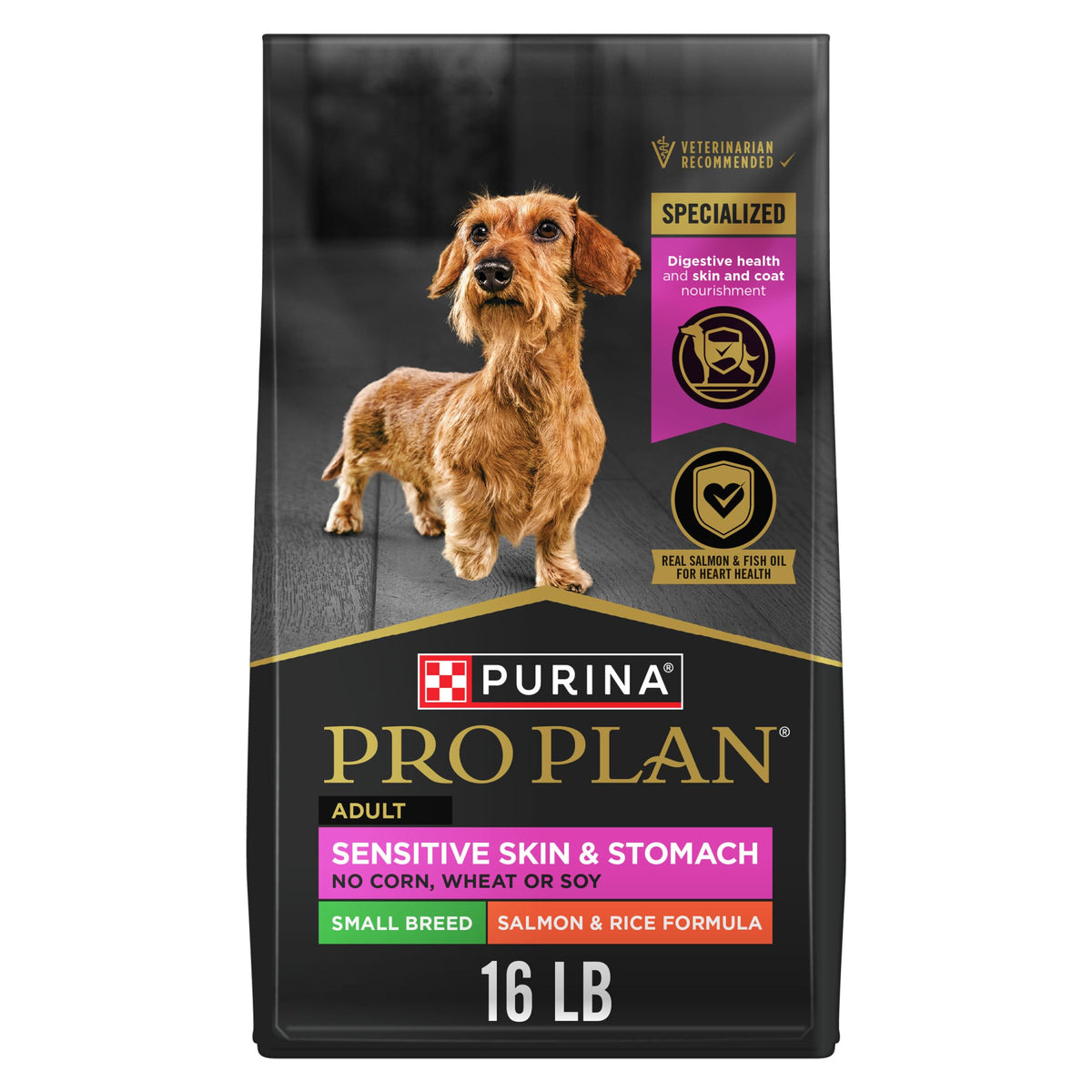 Purina Pro Plan small-breed front of bag showing branding and benefits