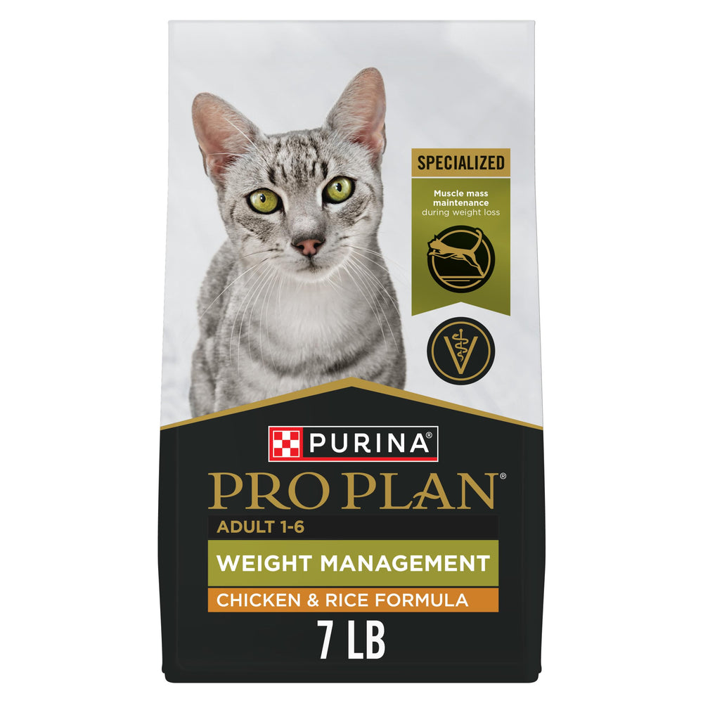 Purina Pro Plan front packaging showing weight management benefits