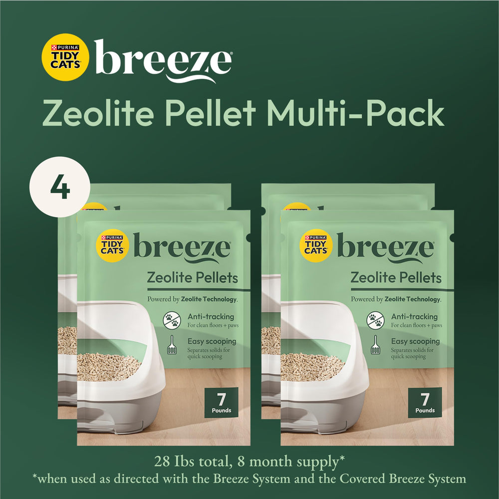 Purina Tidy Cats pellets en bandeja Breeze en uso para limpieza más sencilla