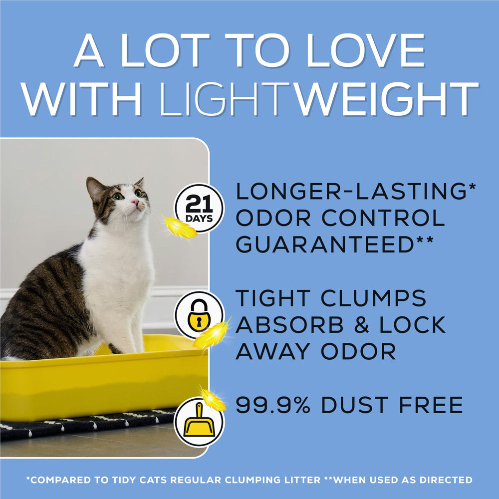Purina Tidy Cats comparación de tamaño con manos para apreciar ligereza