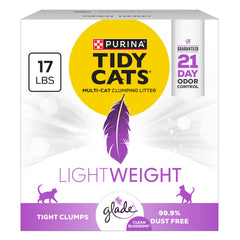 Purina Tidy Cats front packaging showing Glade Clean Blossoms scent and benefit