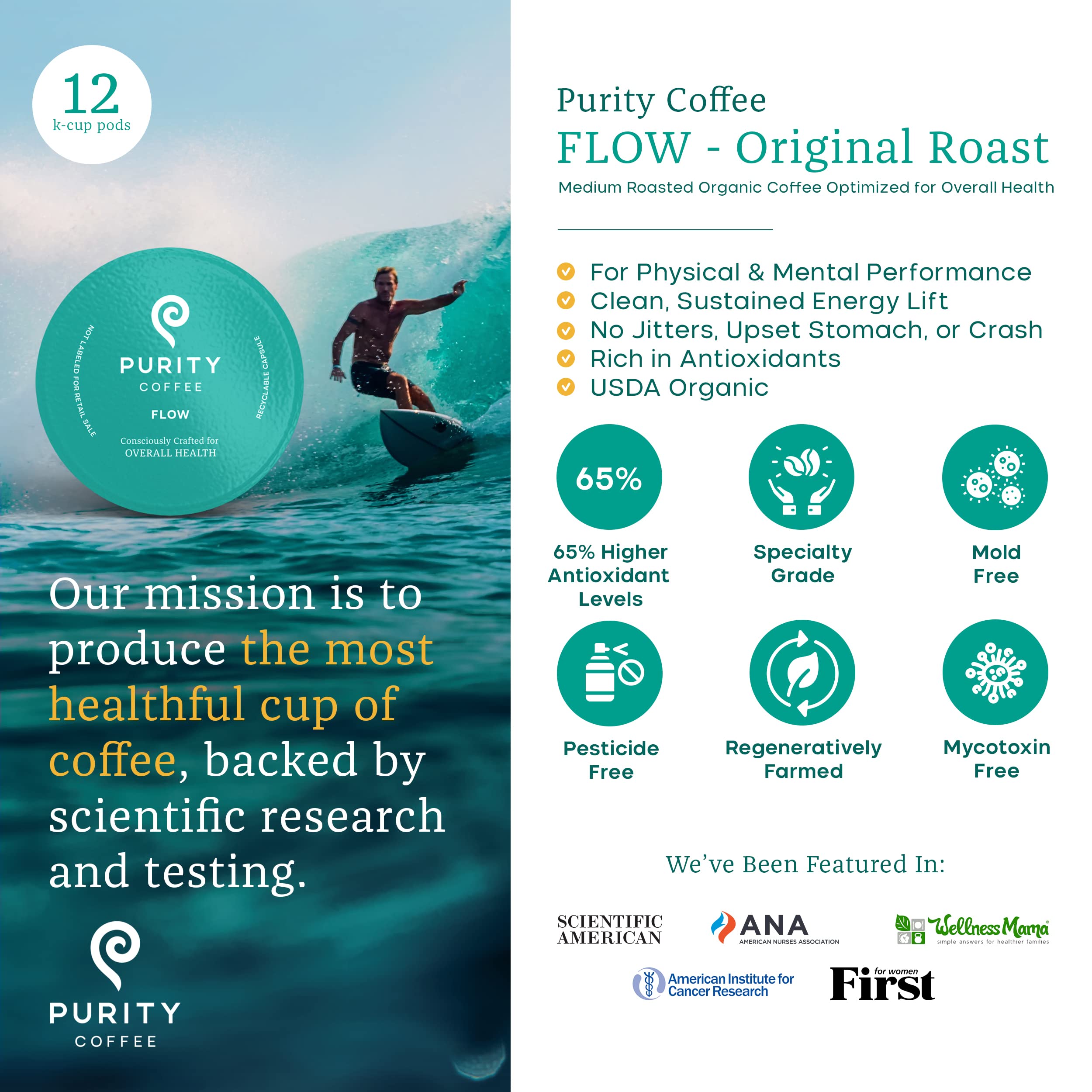 PURITY COFFEE cápsula K Pod en primer plano que facilita preparación rápida