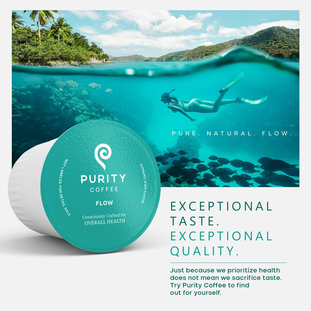 PURITY COFFEE taza preparada con crema que evidencia sabor pleno