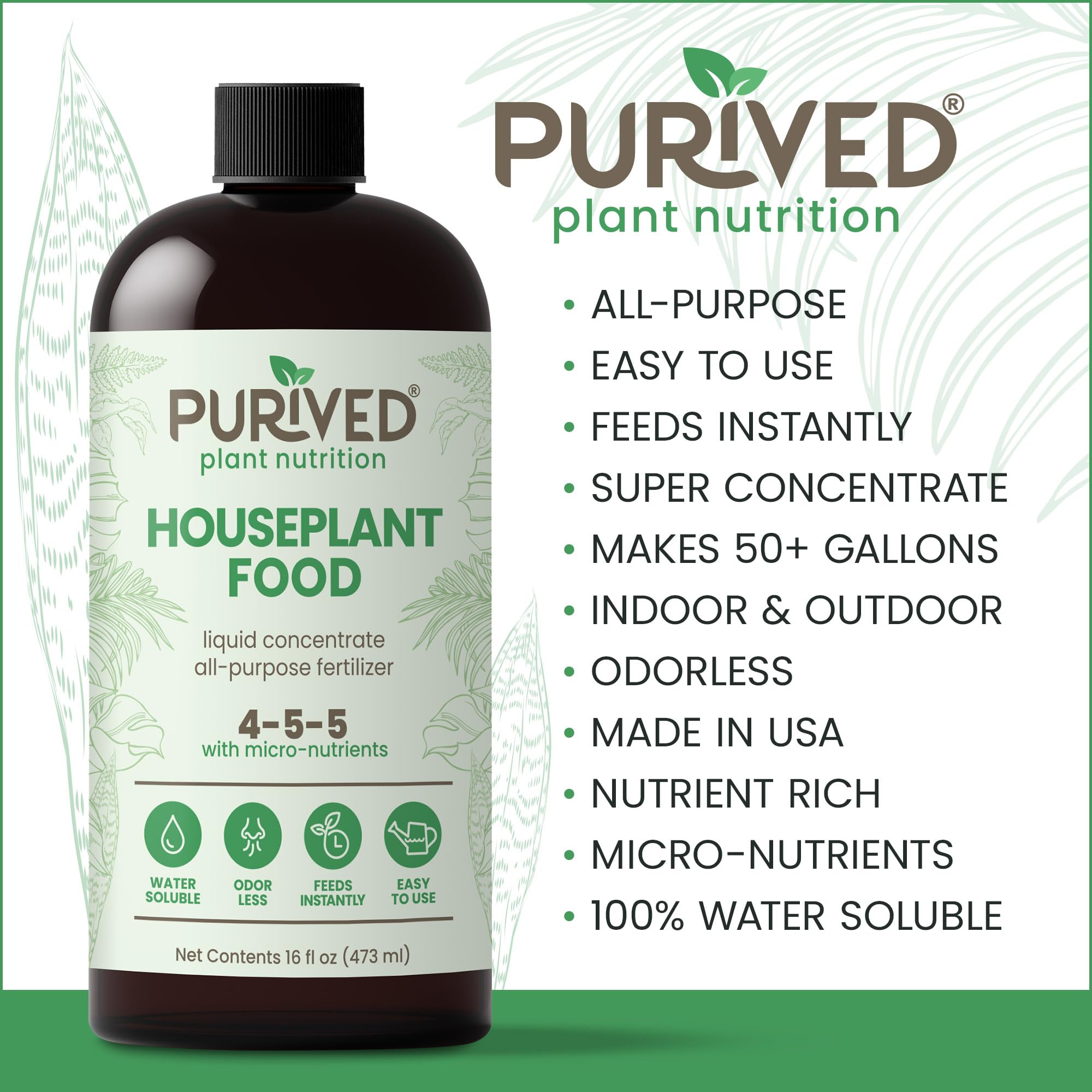 Purived etiqueta posterior con instrucciones claras y beneficios